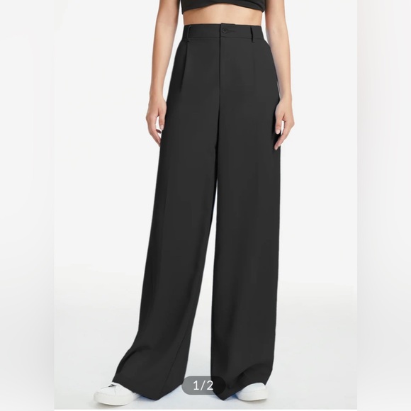 Commense High Waisted Wide Leg Relaxed Fit Trousers - Picture 1 of 10